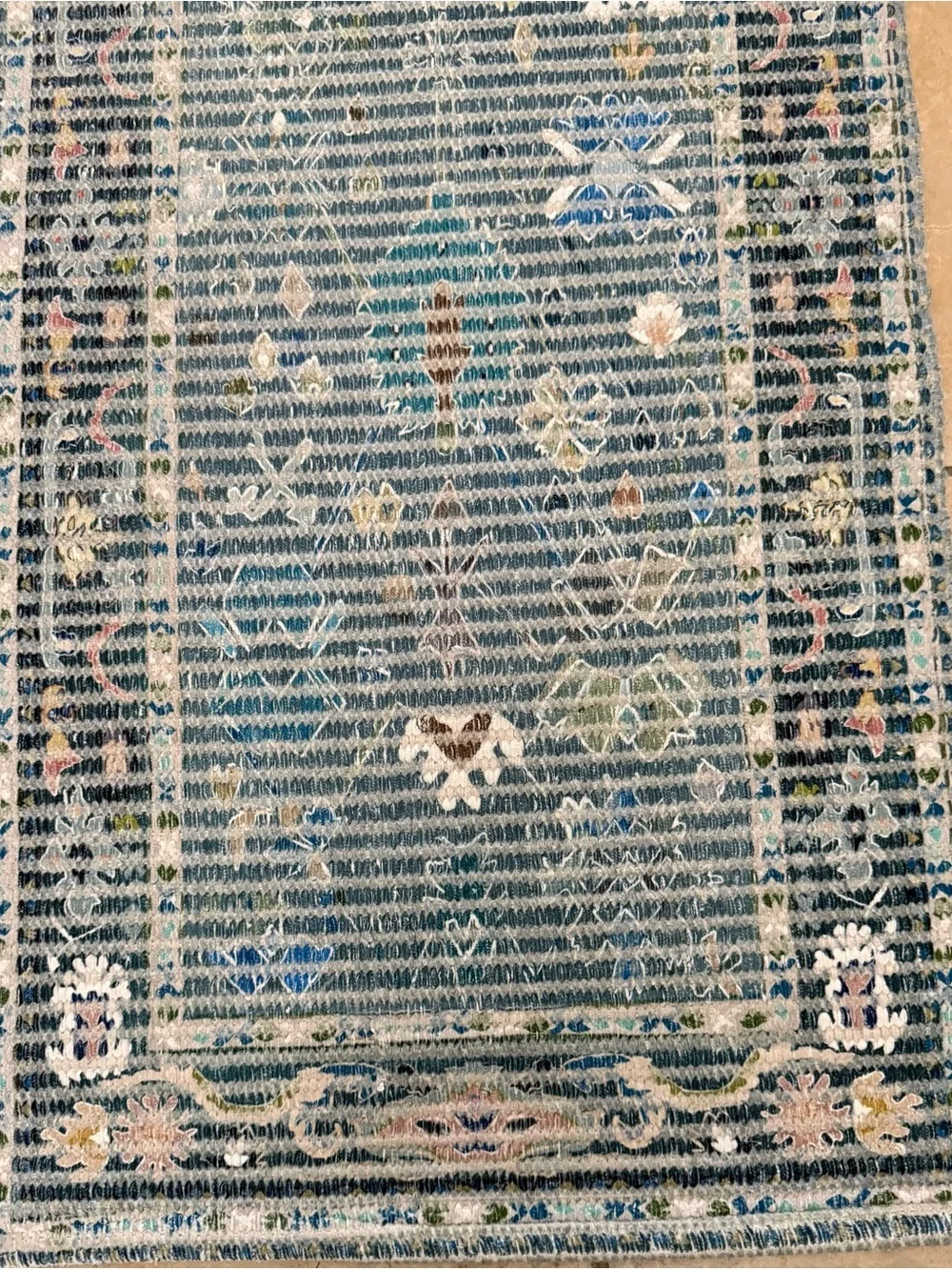 Anthropologie Norse Woven Bath Mat Runner Blue Teal Boho 58 x 21